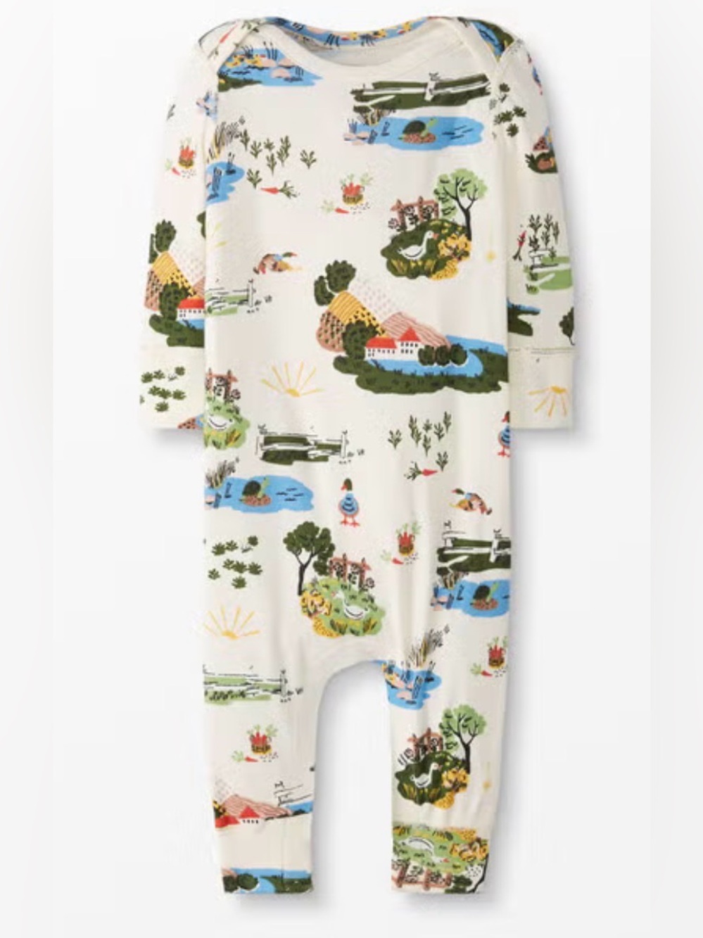 Hanna Andersson Duck Pond Organic Cotton One Piece Romper Pajamas Sleeper 3T
